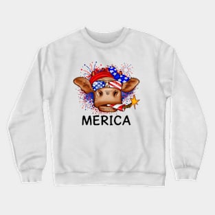 American Cow, America Messy Bun Heifer Merica Crewneck Sweatshirt